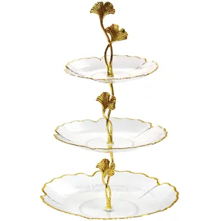 BetterJonny Tortenständer Etagere 3 Etagen, Etagere Tortenständer aus Acryl Cupcake Ständer 3 Stöckig Kuchenständer Halter mit Metallgriff Cupcake Ständer 3 Etagen für Party Nachmittagstee(A)
