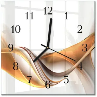 Tulup Wanduhr aus Glas 30x30 cm - Abstraktion , Orange , Quadratisch , 30x30x0.4 cm , Dekoration, Uhren, Wanduhren