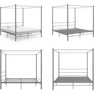 vidaXL Himmelbett Grau Metall 180x200 cm - Bettrahmen - Metall-Bettrahmen - Bett - Betten - Grau