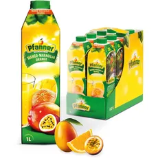 Pfanner Mango-Maracuja-Orangen Nektar im Vorratspack (8 x 1 l) - Süße Mango, spritzige Maracuja und sonnengereifte Orange - mit 37% Saftgehalt