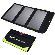 ALLPOWERS 5V 21W Solar Panel, Tragbares Solarladegerät, 3 USB-Ausgangs & 2 USB-Eingangs Wasserdichtes Faltbares Solarpanel, Solar Ladegerät, Solar Powerbank für Smartphone, Tablets, Outdoor, Camping