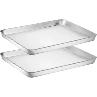 Wildone Edelstahl Baking Sheet Set, 40.6 x 30.5 x 2.5 CM, Ungiftig & Gesund, Leicht zu Reinigen
