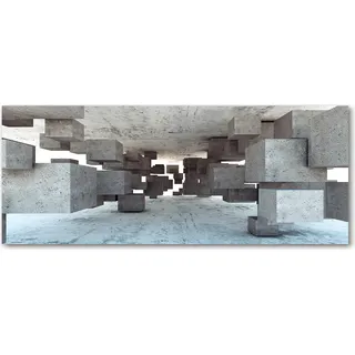 Tulup® Küchenrückwand Spritzschutz aus Glas -125x50 -Spritzschutz auf gehärtetes Glas Deko Sonstige Beton Würfel - Grau