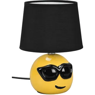 Reality Leuchten Tischleuchte Coolio R51201002, Sockel Keramik, Schirm Stoff Schwarz, exkl. 1x E14