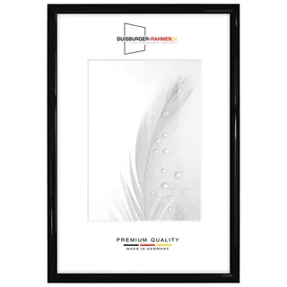Duisburger-Rahmen24 Holz Bilderrahmen Schmal 13 x 18 cm in Schwarz Hochglanz | inkl. bruchsicherer Anti-Reflex Kunstglasscheibe | Rahmen für Poster | Puzzle | Foto collage DR072