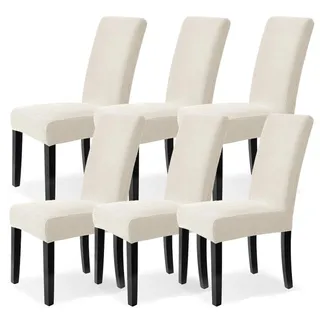 Dubest Stuhlhussen 6er Set,Stretch Stuhlüberzug Waschbar Stuhlbezug Elastische Abnehmbarer Stuhl Bezug Schutz für Bankett Hotel Hochzeit Party Esszimmer Restaurant Küche Deko(Beige)