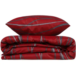 WELL HOME MOBILIARIO & DECORACIÓN Bettwäsche-Set + 2 Kissenbezüge, 240 x 220 cm, Bordeauxrot, Anthrazit