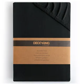 DecoKing Spannbettlaken Jersey 140 x 200 - 160 x 200 cm Schwarz