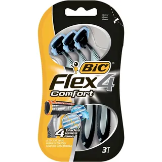 BIC Flex 4 Comfort Rasierer Set Männer, 4 Klingen, Für empfindliche Haut, 3 Stück