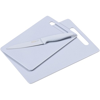 Kesper | Schneidebretter Set inkl. Messer, Material: Kunststoff (PE), Maße Bretter: 29 x 19,5 x 0,5 cm, 24 x 15 x 0,5 cm, Farbe: Hellblau | 30491