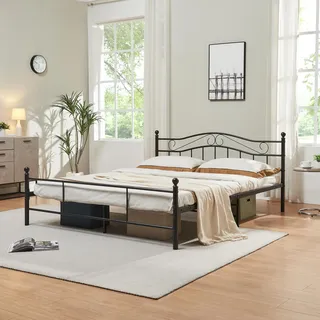 Metallbett 'Florenz' 160x200cm Schwarz + Lattenrost - Schwarz