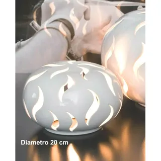 Luigi Grego Lights Tischlampe Keramik Klein, Handgearbeitet, Weiß, E27, 13 cm