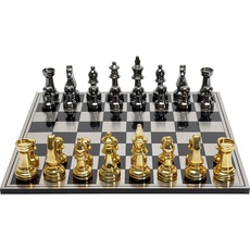 Bild Deko Objekt Chess, Nickel/Gold, Schachbrett, Schachfiguren, Schachspiel, XL, 5x60x60 cm (H/B/T)