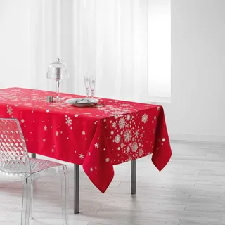 Douceur d'Intérieur Sternbild Nappe Rectangle, Polyester, Rouge, 150 x 300 cm