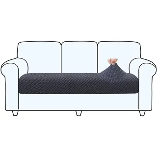 ShowyLive 2023 Neue Sofa Sitzkissenbezug Stretch Sitzkissenschutz für 3 Sitzer Sofa, Stretch Sitzkissenschutz für Sofabezug Ecksofa L Form (1 Stück, Dunkelgrau weben)