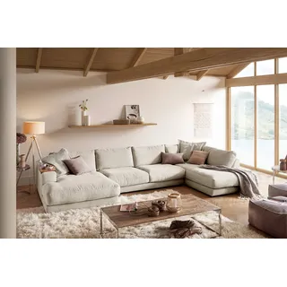 KAWOLA Sofa Madeline Wohnlandschaft U-Form Cord cremeweiß Longchair links - Weiß
