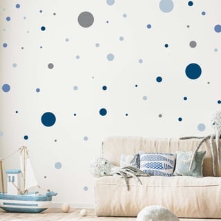 WANDKIND Kreis Set 60 Stück Wandtattoo für Babyzimmer V336 Aufkleber Sticker Kreise Wandaufkleber Kinderzimmer Deko Punkte Dots Klebepunkte in verschiedenen Farben (Blau)