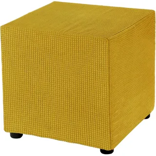 Ottomane Schonbezug Hockerbezug, 40x40/50x50/60x60 Hocker Husse für Fußhocker Quadratisch, Stretch Bezug Ottomane Abdeckung Überzug Hocker Protector Waschbar Hockerabdeckung(Gold,55x55cm/22x22in)
