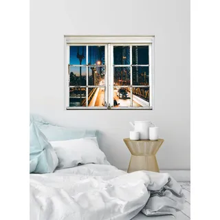 queence Wandsticker »Autobahnbrücke« Wandsticker, Wandbild, selbstklebend, Autos, Autobahn, bunt