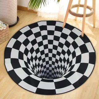 Hillylolly Vortex Teppich 3D, Visual Illusion Vortex Rutschfester Rund, Rug, Carpet (C)