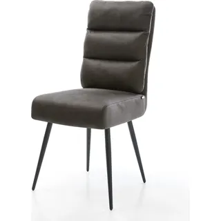 DELIFE Esszimmerstuhl Pela-Flex Mikrofaser Anthrazit Vintage 4-Fuß konisch Schwarz Taschenfederkern - Grau, Schwarz