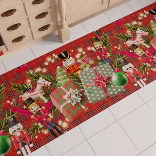 PETTI Artigiani Italiani - Weihnachts-Küchenläufer, Rutschfester und waschbarer Weihnachts-Küchenteppich, Weihnachtsteppich 52x140 cm, Spielzeugsoldaten, Made in Italy