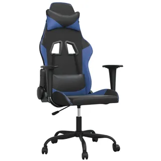 vidaXL Gaming-Stuhl mit Massagefunktion Schwarz und Blau Kunstleder - Blau