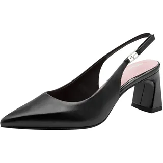 TAMARIS Damen Sling Pump mit Blockabsatz Leder, schwarz, 40 EU