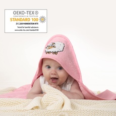 bisoo Kapuzenhandtuch Baby - Baby Handtuch mit Kapuze 80x80 cm - Baby Badetuch für Neugeborene - 100% Türkische Baumwolle Oeko-Tex Zertifikat (Rose)