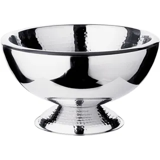 EDZARD Champagnerkühler Till (Ø 43 cm, H 24 cm), Edelstahl doppelwandig, gehämmert, für 6 Flaschen – Sektkühler groß, Flaschenkühler, Weinkühler, Getränkekühler, Schale für Sekt & Eiswürfel