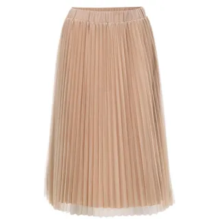 GOLDNER Schlupfrock »Kurzgröße Festlicher Plisseerock aus schimmerndem Mesh«, goldfarben