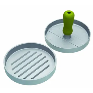 KitchenCraft Home Made Burger Pattie Presse, BBQ Burgerpresse Set, Hamburger Patty Maker, Burger Set für Hackfleisch, Küchenhelfer Set zur Herstellung von Burger Patties, Metall, Silber, Ø 11 cm