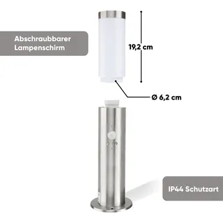 2x Wegeleuchte Edelstahl mit Bewegungsmelder 45cm Außenleuchte Wegbeleuchtung Gartenleuchte Strom Pollerleuchte Aussenlampe Strom E27