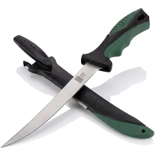 Zite Fishing Filetiermesser Fisch - 36 cm Lang & Kunststoffscheide | Mit Messer-Schärfer - Anti-Rutsch Griff - Fische & mehr Filetieren, Fischmesser, Angelmesser, Filitiermesser scharf Fisch