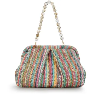 Ynport Crefreak Damen Stroh Umhängetasche Handgewebte Rattan Tragetaschen Strohhenkel Schulter Handtasche Sommer Strandtasche Clutch Geldbörse, Bunt