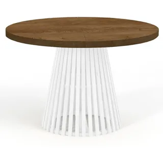 dekori.interiors Dekori_Interiors Esstisch, Dunkelbraun Weiß Holz, Rund, 100x77x150 cm, Esszimmer, Tische, Esstische