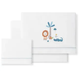 Interbaby Kinderwagen-Bettwäsche-Set, 3-teilig, weiß/grau, 90 x 200 cm, 1 Stück