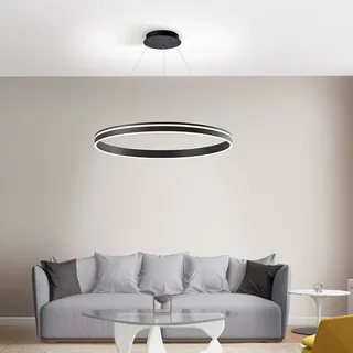 Paul Neuhaus LED Pendellampe CCT Q-Vito Pendelleuchte Ring, dimmbar, Fernbedienung, Alexa anthrazit Wohnzimmer, Esszimmer, Küche 8412-55, 8412-13 - Schwarz