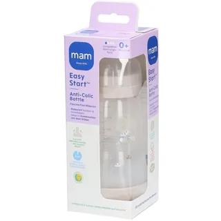 Mam Baby MAM Easy Start Anti-Colic (260 ml), besonders gut akzeptierte Milchflasche, Baby Trinkflasche mit Bodenventil gegen Koliken & Sauger Größe 1, 0+ Monate, Fuchs