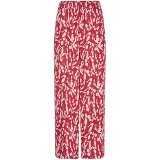 Schlupfhose GOLDNER "Druckhose mit floralem Muster", Damen, Gr. 54, N-Gr, rot (rot, weiß, gemustert), Obermaterial: 100% Viskose CV., weit, Hosen Schlupfhose, Eingriffstaschen an der Seite
