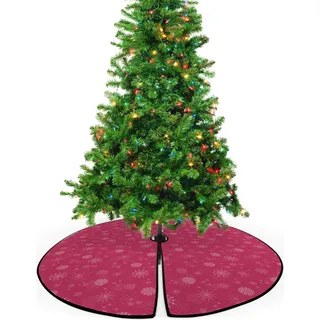 ABAKUHAUS Winter Weihnachtsbaum Rock und Schürze Sanfte Schnee Feminine, Weihnachtsdeko 135 cm aus Stoff Weihnachtsbaumschmuck, rosa, Weiß,
