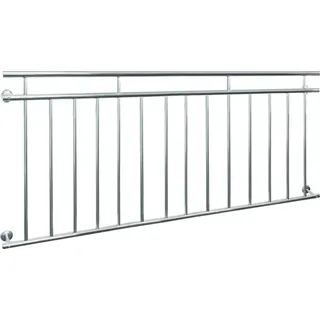 ECD Germany Französischer Balkon, 90x184 cm, mit 14 Füllstäben, glänzend, Balkongeländer aus Edelstahl - Silber