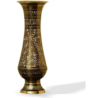 ARRC Goldene Vase für Heimdekoration, 25.4 cm hoch, Dekorative Blumenvase, Handgefertigte Messingvase, Rustikal, Rund, Hochzeit, Schul-/Studienabschluss, Weihnachten, Abschluss, Muttertag