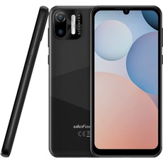 Ulefone Android 12 Smartphone ohne Vertrag, Note 6T, 3GB + 64GB, 8,5mm Ultra Dünn 4G DUAL-SIM-Handy, 6,1'' HD+ Bildschirm, 3-Karten Slot Design, 13MP+5MP Kamera, Gesichts Entsperrung GPS Schwarz