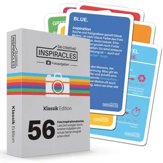 Inspiracles Klassik Foto Aufgaben Karten Fotografieren Lernen Kreative Fotografie 52 Karten Set für Anfänger und Fortgeschrittene Geschenk Fotograf