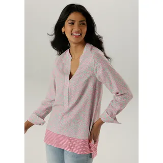 Aniston SELECTED Longbluse mit Rankenmusterung und Bordürendruck am Saum, rose, mintgrün, weiß