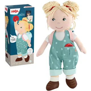 HABA Carmushka Puppe Tilli – 30 cm Stoffpuppe für Kleinkinder – weich, waschbar & leicht anziehbar – ab 18 Monaten – bekannt aus „Mein Knopf, EIN Universum“ – 2013203001