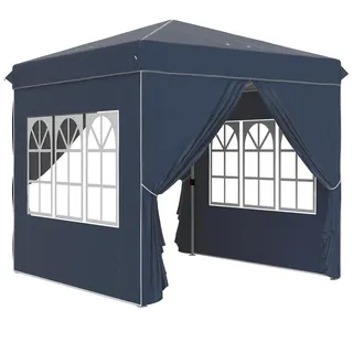 Outsunny Pavillon 2,5x2,5 cm , Blau , Metall , 248x270x248 cm , Sonnenschutz, Pavillons