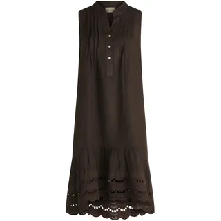 Bodykleid CARTOON "Casual-Kleid mit Stickerei", Damen, Gr. 44, EURO, braun (dunkelbraun), Obermaterial: 100% Leinen LI., Kleider Bodykleid
