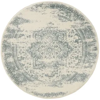 benuta Vintage-Teppich Suki ø 120 cm rund , Creme, Mintgrün , Kunststoff , Vintage , Rund , 120x120 cm , Oeko-Tex® Standard 100 , für Fußbodenheizung geeignet, in verschiedenen Größen erhältlich, pflegeleicht , Teppiche und Böden, Teppiche, Vintageteppiche